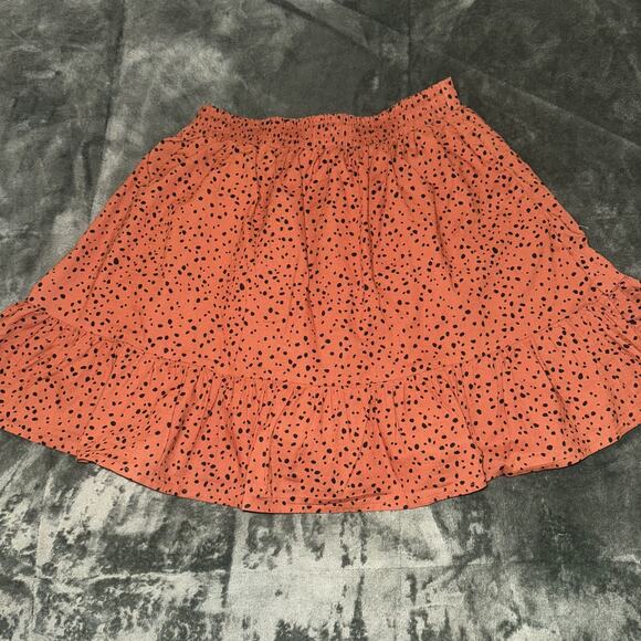 H&M Flounce Skirt with Frill Girl 16/18 Brick Red Polka Dot Cotton Elastic Waist - Picture 2 of 7